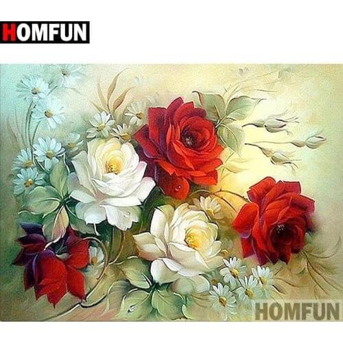 HOMFUN Full Square/Round Drill 5D DIY Diamond Painting "flower" Embroidery Cross Stitch 5D Home Decor Gift A07686