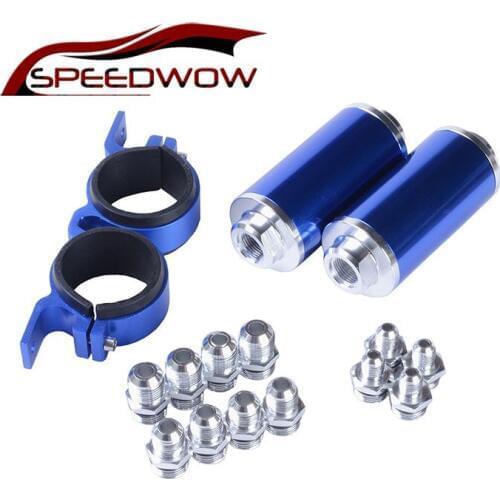 SPEEDWOW Aluminum Fuel Inline Petrol Filter Kit High Flow Fuel Filter AN10/AN8/AN6 Fittings Adapter With Fuel Pump Bracket
