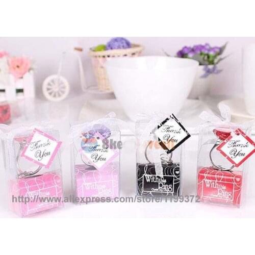 DHL Free shipping 1000pcs With this Ring Diamond Keychain White Key Chain Wedding Favors and gifts Gift