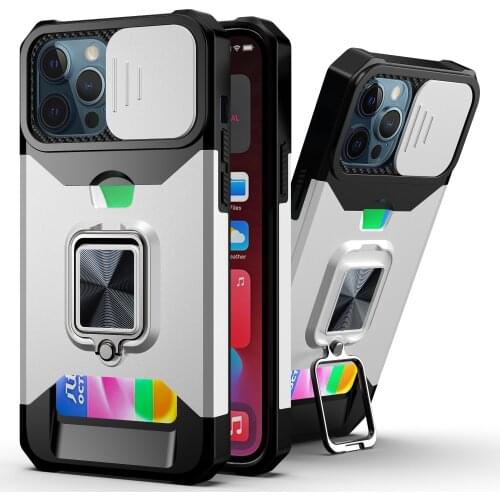 Armor Shockproof Card Package Phone Case For iPhone 6 6S 7 8 11 12 13 Mini Plus SE 2020 X XS XR Pro Max Magnetic Kickstand Cover