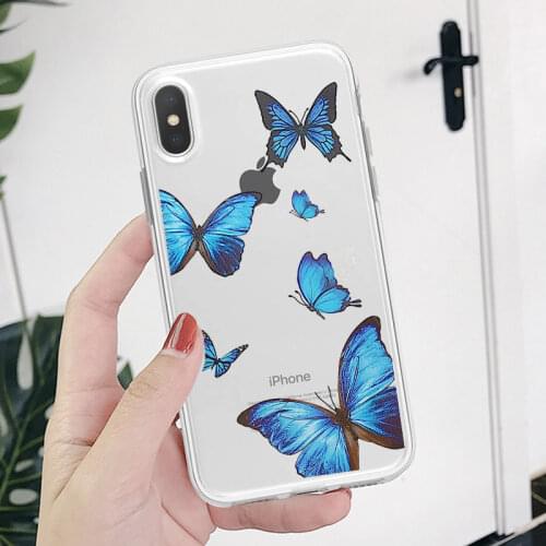 New SE 2020 6 6S Soft Silcone Clear TPU Phone Case Cover for IPhone 7 8 Plus X Xs 11 Pro Max XR Colorful Butterfly Patterns