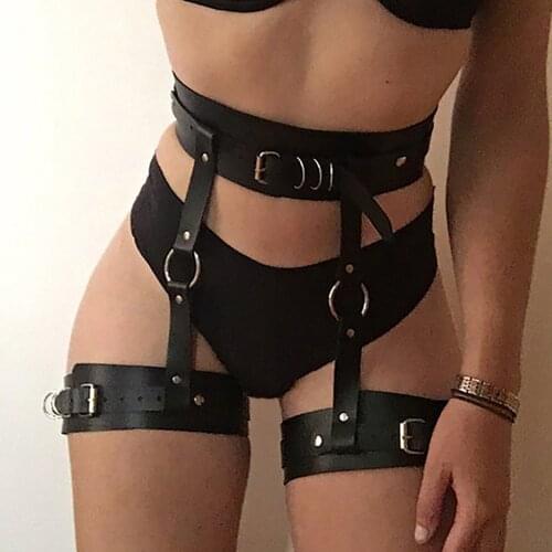 CKMORLS Leather Bondage Garter Belt Sexy Stockings Erotic Underwear Costumes Punk Harness Suspenders Gothic Lingerie Leg Straps