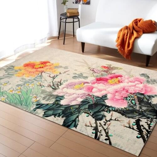 Flower Petals Ink Painting Carpets for Bedroom Home Decor Carpets Kawaii Rugs and Carpets for Home Living Room Outdoor Rug