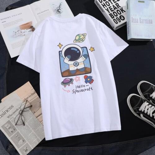 Astronaut Short-sleeved T-shirt Cotton Loose New Original Couple Tops Woman Tshirts