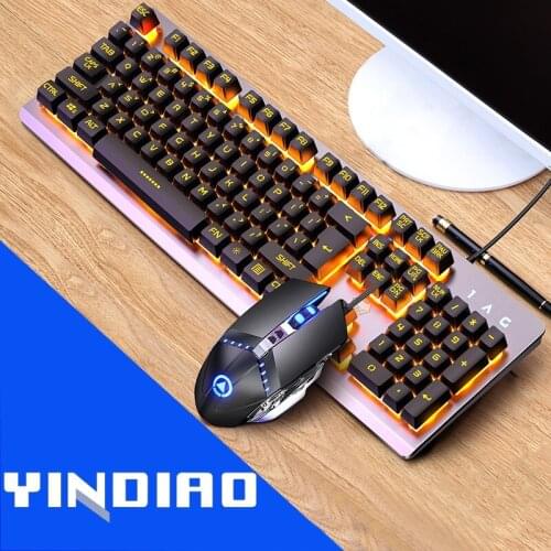 Gaming Keyboard K002 USB Wired Mechanical Feel RGB Backlight Keyboard Optical Mouse Set Keyboard Mouse Kit Gamer For PC Laptop