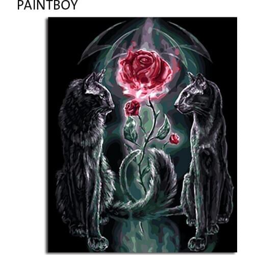 PAINTBOY Framed Pictures DIY Painting By Numbers Flower Handwork Oil Painting On Canvas Home Decor For Living Room Wall