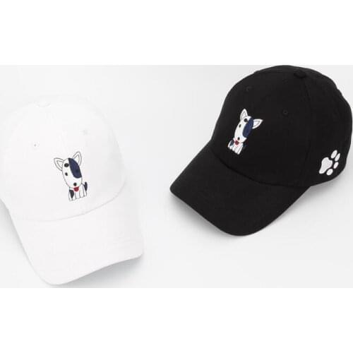 Fashion golf Cap Women Cotton Caps Women & Men Cute dog Solid Adult baseball Cap Hip hop Black White Hat Snapback Cap