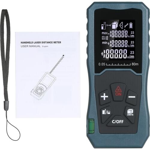 KKmoon Laser Distance Meter Handheld 1.6-inch LCD Diastimeter Bubble Level Pythagorean Mode Measure Distance Area and Volume