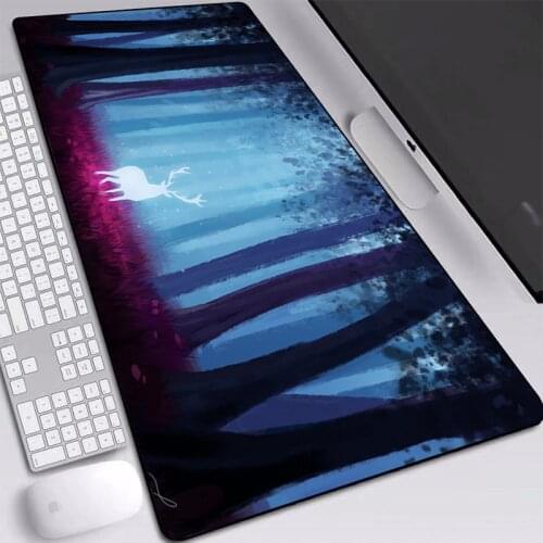 Deer Forest Art Mat Mice Pretty Mouse-Pad Large Personality Full Desktop Dustproof with Sewn Edges Custom 900x400mm Big Desk Mat