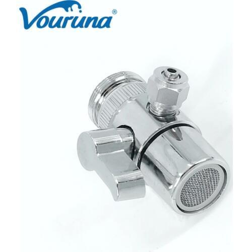 Vouruna Solid Brass Kitchen Faucet Diverter Valve Single Barb for 1/4" Tube Countertop Water Filter System Connection