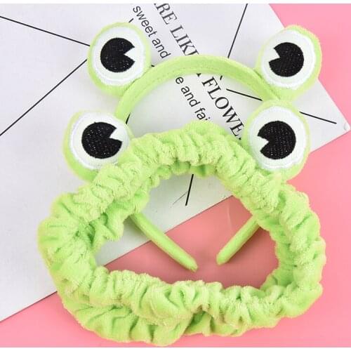 Cute Girls Hair Bands Funny Frog Makeup Headband Wide-brimmed Elastic Hairbands Women Hair Accessories