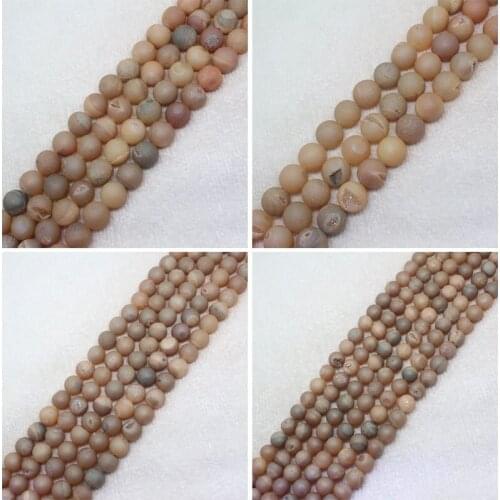 Mini. order is $7! 8mm-12mm Light yellow dull polish smile Metallic Coated Druzy Agates DIY Loose Beads 15"