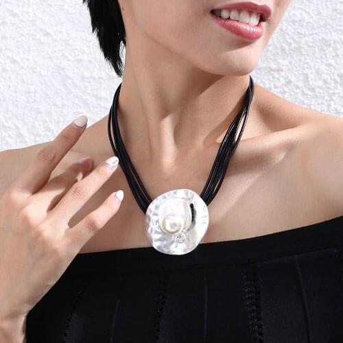 Trendy Jewerly Choker Necklace for Women Silver Color Pendants With Bead Jewellery Neck Chokers Suspension Decoration Gifts