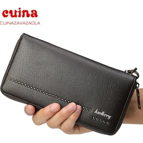 Fashion Pu Leather Mens Wallet Blocking Long Purse Coin Case Passport Cover For Mens Credit Card Holder