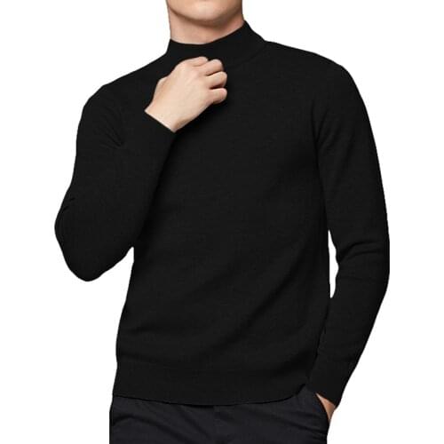 Mock-Neck Men Sweater High Quality Cotton Knitted Turtlenck Men Pullover Autumn Winter Turtle-neck Slim Sweaters Men MuLS Brand