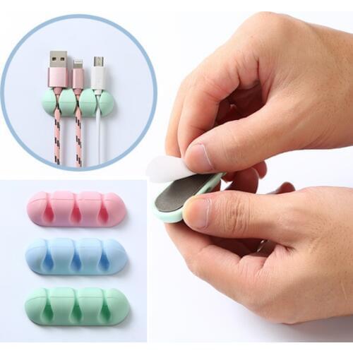 Cord Winder Self Stick Headphone Headset Wire Collector Silicone Table Desk Wrap Rack Organizer Cable Holder 2PCS/Lot