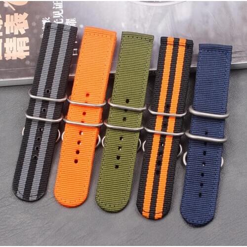 Watch Accessories 24mm Brand Sports NATO Cloth Nylon Strap James Bond Men and Women Strap Pin Buckle