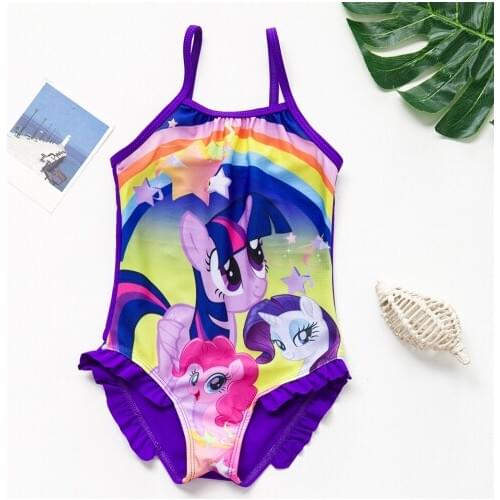 New 2019 Baby Girls Swimsuit 2~9Y Girls Swimwear Little horse Children Swimwear One piece Swimming suit for Kids Beach wear