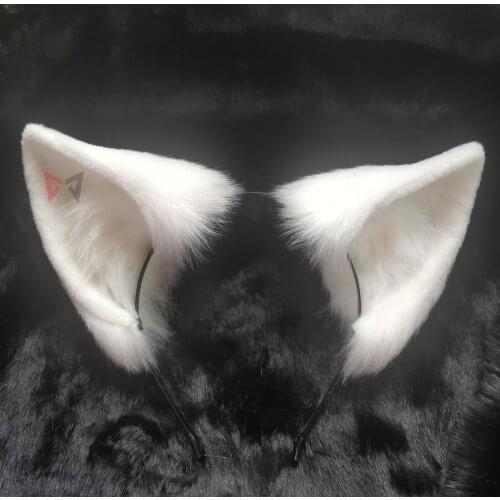 New White Fox Cat Ears Hair Hoop Hand Made Work For KC Cosplay Party Game Costume Accessories Custom Made