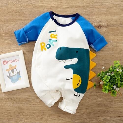 Newborn Baby Boy Clothes Cartoon Dinosaur Costume New born Girl Romper Onesie Toddler Fall 0 3 6 9 12 Month Jumpsuit Pajama