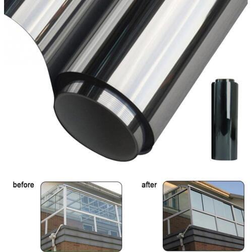 50cmx600cm One Way Waterproof Window Film One Way Mirror Silver Insulation Stickers UV Rejection Privacy Window Tint Films