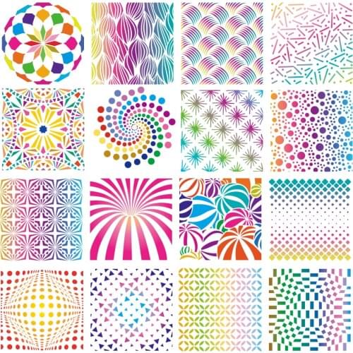 Orignal design 15*15CM Geometric Template Painting Stencils for Wall Spary Furniture Floor Decor Craft Drawing DIY