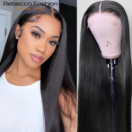 Rebecca Short Bob Lace Front Wig 13x4 Brazilian Straight Lace Front Human Hair Wig For Black Women Pre-plucked With Baby Hair