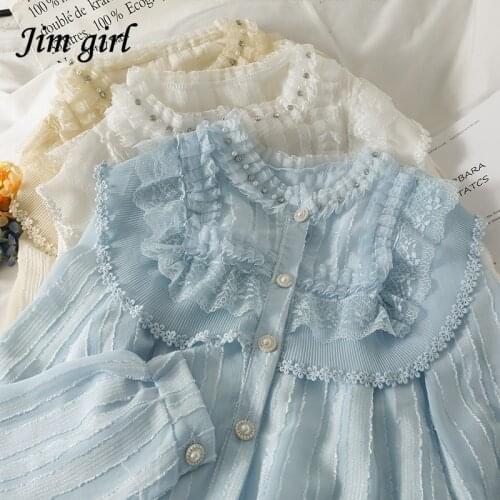 Женские рубашки с рюшами Pearl Diary China At AliExpress