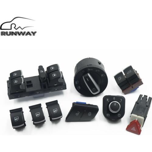 Window Headlight Mirror Tailgate & Fuel Door Control Hazard Warning Switch For VW Passat B6 3C0962125B 5ND959565A 5ND941431B