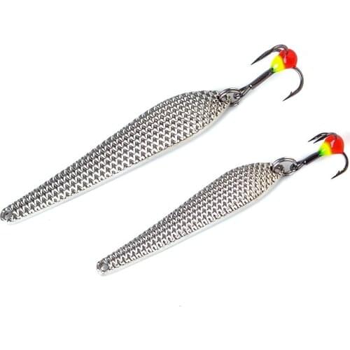 FTK 1pc 7g/12g 55mm/70mm Gold Silver Hard Baits Metal Spinner Spoon Winter Ice Fishing Lure With Treble Hook For Trout Pike