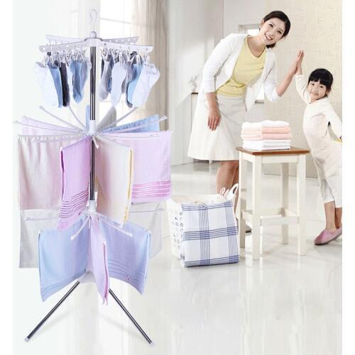 Simple Drying Rack vertical Folding Mobile Towel Rack Hanger foldable Balcony Hanger Indoor drying stand Clothes Rack windproof
