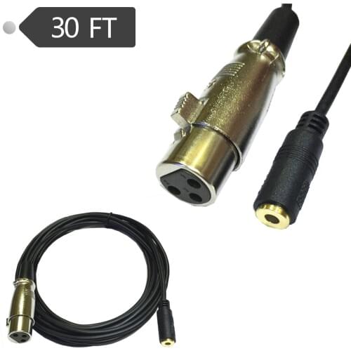 XLR female to mini 3.5mm female plug stereo audio mixer to iPod MIC cable 30FT