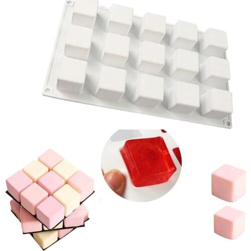 Silicone Mousse Cake Molds 15 Grids Cube Square Shape Cake Tools Chocolate Jelly Dessert Mold for Baking Kitchen Accessories