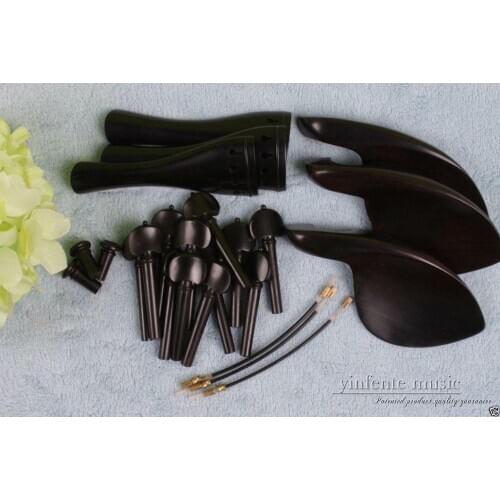 3set violin tailpiece peg chin rest endpin tail gut Ebony Violin part 4/4 yinfente 82