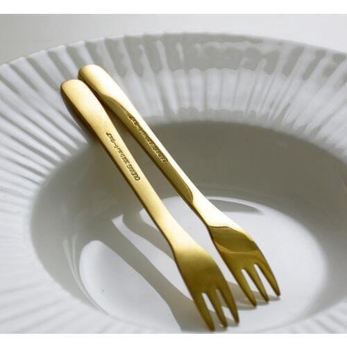 Cake Fork Stainless Steel Gold Forks For Fruit Salad Small Dessert Fork for Snack Dinnerware
