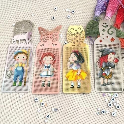 New DIY Craft Stich Cross Stitch Bookmark Metal Silver Golden Needlework Embroidery Crafts Counted Cross-Stitching Kit gift