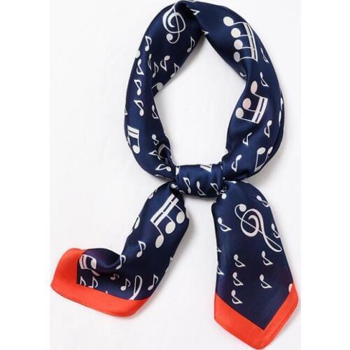 Yishine 70*70cm New Musical Notes Prints Women Multifunction Polyester Silk Scarf Satin Small Square Wraps Scarves