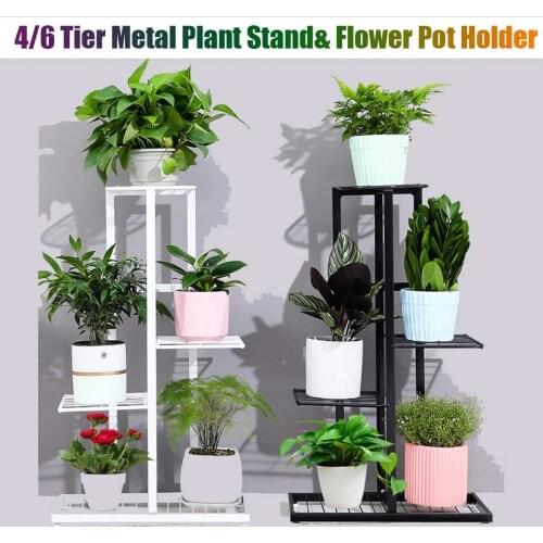 4/6 Layers Iron Shelf for Flower Stand Shelves Plant Stand Flower Pot Holders for Balcony Living Room Garden Outdoor Dekoration