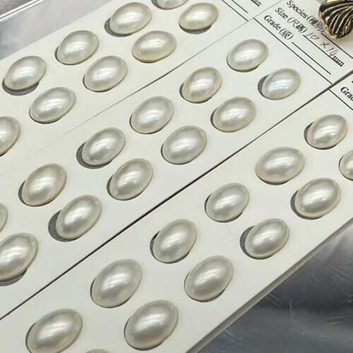 New Lots 10 Pairs 10/14mm Oval Mabe Pearl Half Drilled For Earring Pendant