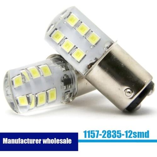 100pcs / 200pcs wholesale car led brake light 1157 BAY15D 2835 12smd Silicone Tail Stop Light auto lamp bulb DC 12V White Red