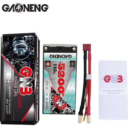GAONENG GNB 7.4V 5200mAh 110C/220C 2S 5.0mm Bullet Hardcase SHORTY LiPo Battery for 1/10 RC Drift Car MST Cherry D5 D5M