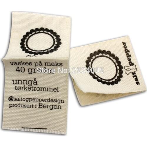 Free shipping custom clothing loop fold cotton label/cotton tag printing/garment main labels/shirt labels/logo/brand 1000 pcs