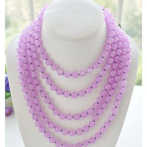 Brinco wedding wholesale good huij 00290 Long 100" 10mm round lavender gem bead necklace for women jewelry