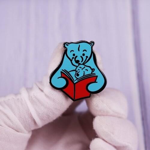 Bookstart Logo Enamel Pin Bears Book Brooch Cute Funny Animal Badge Fashion Jewelry Gift