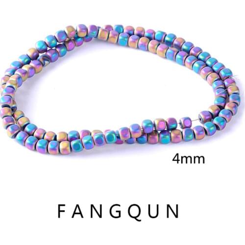 7colors 4mm Natural Stone Hematite Beads Matte Round square shape beads for DIY Necklace Bracelet Jewelry Making Accessories