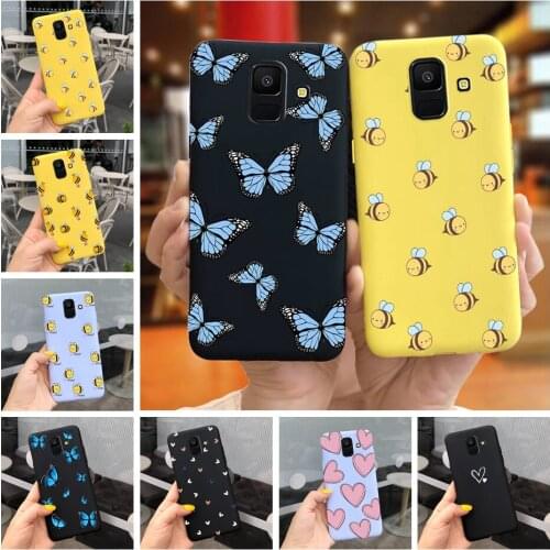 Cute Bee Butterfly Cartoon Case For Samsung Galaxy A6 2018 A6+ Candy TPU Soft Silicone Back Cover For Samsung A6 A 6 Plus 2018