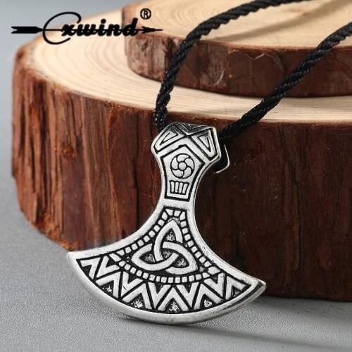 Cxwind Thor Hammer Axe Pendant Jewelry Valknut Odin 's Symbol of Norse Necklaces Slavic Viking Statement Me Charm Knot Necklace