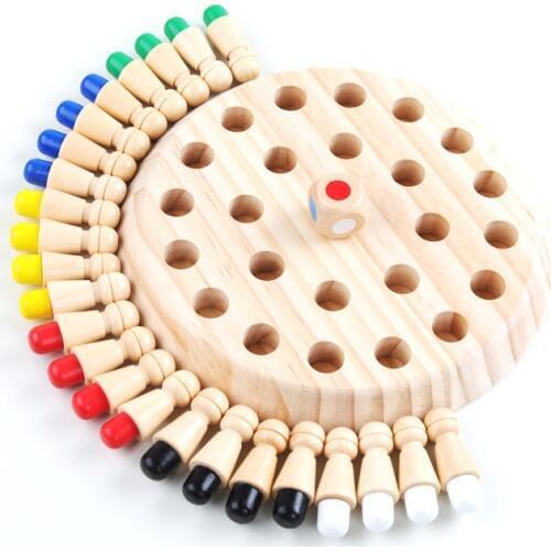 Kids Wooden Memory Chess Match Stick Chess Game 3D Puzzles Board Game Educational Color Animal Cognitive Ability Toy Gifts