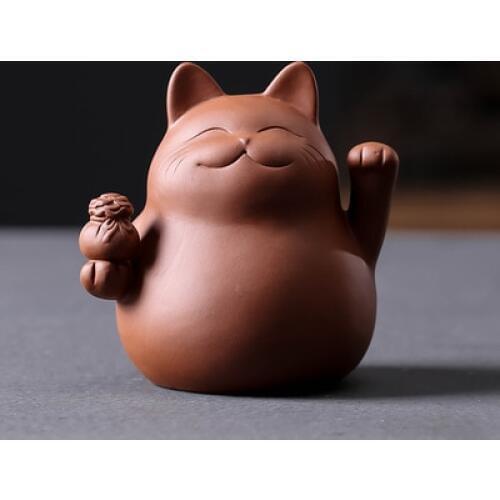 Purple Sand Lucky Cat Tea Pet Home Kung Fu Tea Set Tea Ceremony Accessories Creative Tea Table Small Ornaments Teaware