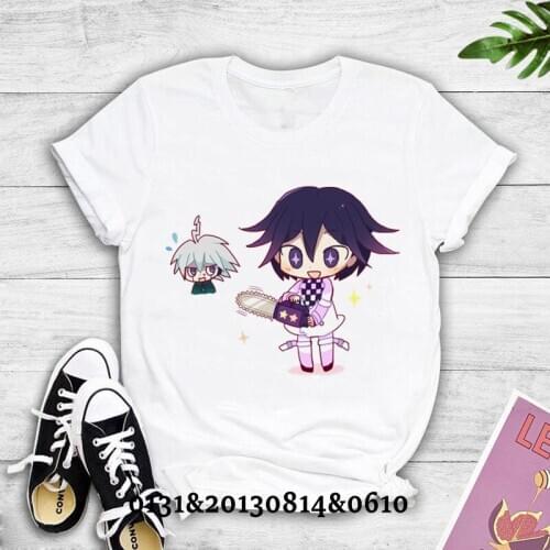 Japanese Anime Kokichi Ouma Printed T-shirt Womens Fashion Truth and Lies Game Funny Printed T-shirt Casual Short Sleeve Top